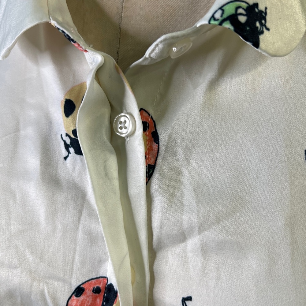 Modcloth L Ladybug Print Button Down Blouse - image 4